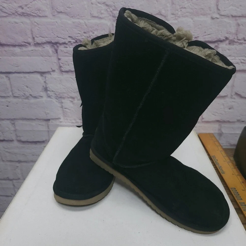 KOOLABURRA by UGG Victoria Tall Boots Womens Sz‎ 8 US Suede Bow Faux Fur Cozy